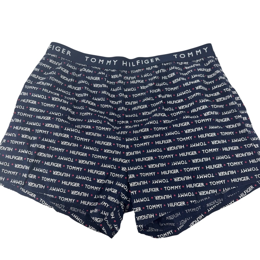 Tommy Hilfiger Mens Boxer Shorts All Over Logo Print Navy Blue Stretch L/G